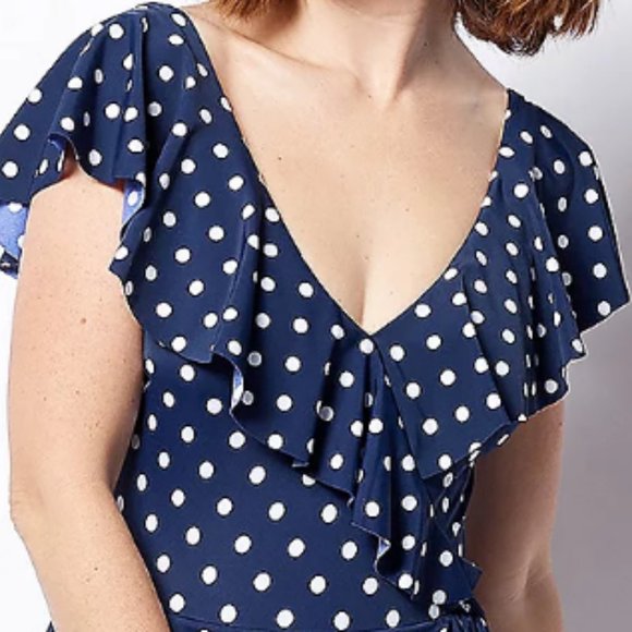 Denim & Co Beach Surplice Flounce Sleeve Swim Dress. 8237 - Picture 3 of 4